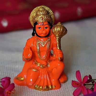 Handcrafted Lord Hanuman Ji polystone idol, symbolizing strength and devotion, ideal for home altars and spiritual decor.