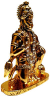 Handcrafted Lord Hanuman Ji metal idol in golden finish with intricate details, perfect for home altars or car dashboards.