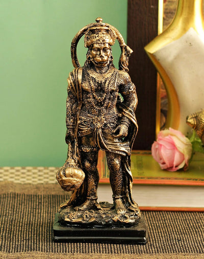 Handmade Lord Hanuman plastic idol in a serene standing posture, symbolizing strength and protection, ideal for altars and spiritual decor.