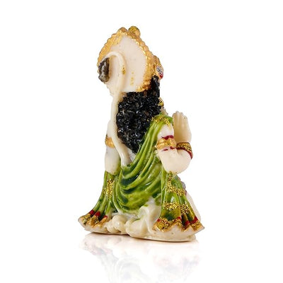 Handmade poly marble idol of Lord Hanuman, intricately designed for car dashboards or home altars, symbolizing strength, protection, and devotion.