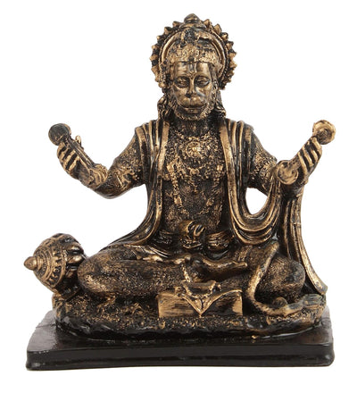 Handmade Lord Hanuman polyresin idol in a seated posture, symbolizing strength and protection, ideal for altars and spiritual home decor.