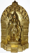 Handmade Lord Hanuman statue in standing posture, crafted from poly stone, ideal for home decor and worship.