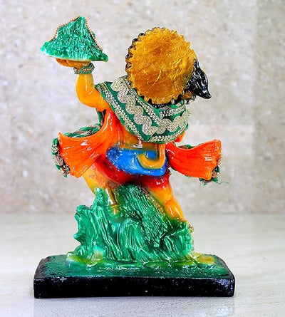 Handcrafted resin statue of Lord Hanuman, symbolizing strength and devotion, suitable for home and office decor.