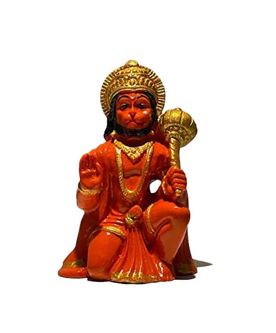Exquisite Lord Hanuman statue made of durable resin, depicting the deity in a powerful posture with intricate details.