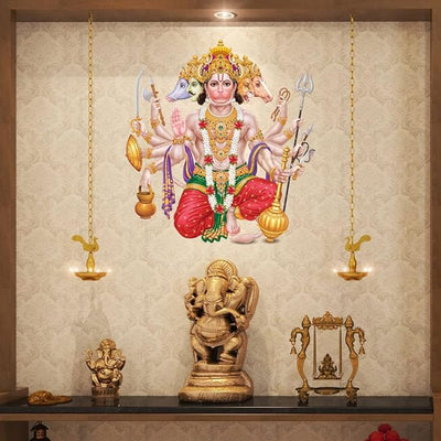 A vibrant wall sticker of Lord Hanuman, showcasing his powerful image and intricate details, ideal for enhancing home decor.