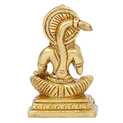 Handcrafted brass idol of Lord Hanumanji, featuring intricate details and a glossy gold finish, ideal for spiritual spaces and altars.