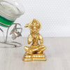 Handcrafted brass idol of Lord Hanumanji, featuring intricate details and a glossy gold finish, ideal for spiritual spaces and altars.