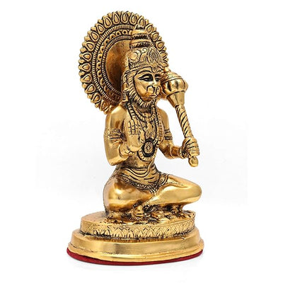 Handcrafted metal idol of Lord Hanumanji, showcasing his majestic form and intricate details, ideal for altars and spiritual practices.