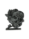Delicate leaf-shaped Lord Krishna idol in metal, showcasing intricate detailing, perfect for enhancing spiritual spaces or home decor.