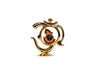 OM-shaped Lord Krishna idol in metal with intricate details and a gold-plated finish, ideal for enhancing spiritual spaces.