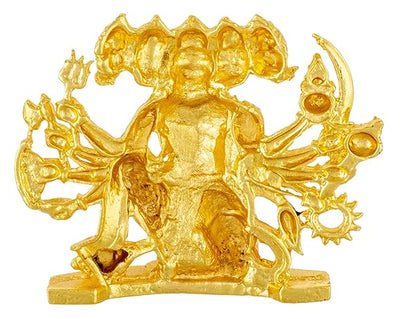 Handmade Lord Panchmukhi Hanuman metal idol with intricate detailing, ideal for car dashboards, home decor, or mandir altars.