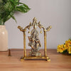 Handcrafted aluminum Lord Radha Krishna idol, showcasing intricate details and a radiant finish, ideal for home decor or spiritual spaces.