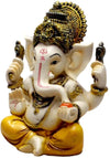 Handmade Lord Siddhi Ganesha idol crafted from polyresin, showcasing intricate details and vibrant colors, symbolizing prosperity and wisdom