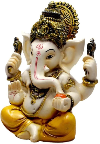 Handmade Lord Siddhi Ganesha idol crafted from polyresin, showcasing intricate details and vibrant colors, symbolizing prosperity and wisdom