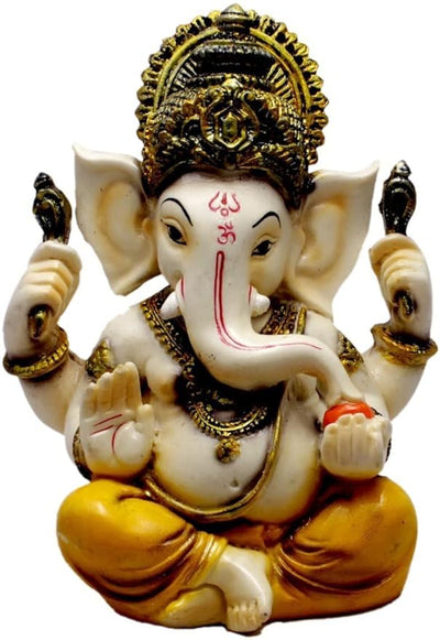 Handmade Lord Siddhi Ganesha idol crafted from polyresin, showcasing intricate details and vibrant colors, symbolizing prosperity and wisdom