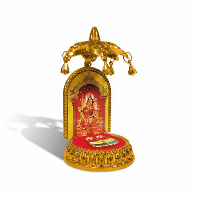 A beautifully crafted Maa Durga idol with a traditional chatri design, made from eco-friendly materials, perfect for home or office decor
