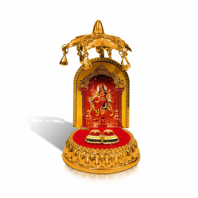 A beautifully crafted Maa Durga idol with a traditional chatri design, made from eco-friendly materials, perfect for home or office decor