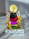 Handmade Maa Durga idol sculpture seated on a tiger, crafted from high-quality resin with vibrant colors, ideal for worship and home decor
