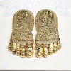 Handmade gold plated Maa Lakshmi Charan Paduka with intricate antique finish, ideal for altar decoration and worship