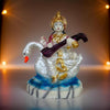 Handcrafted Marble Dust Saraswati idol, showcasing intricate details and serene beauty, symbolizing wisdom and knowledge.