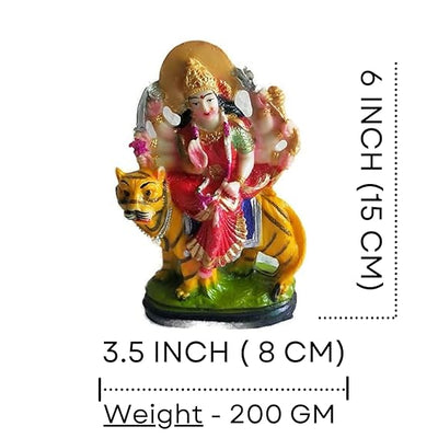 Marble dust statue of Mata Sherawali (Goddess Durga), intricately designed with vibrant colors, ideal for home decor, altars, or gifting