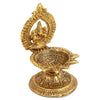 Handmade metal Ganesha idol, ideal for home temple decoration or as a gift. Dimensions: 5.1L x 5.1W x 11.4H cm, 250 grams