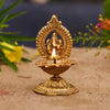 Handmade metal Ganesha idol, ideal for home temple decoration or as a gift. Dimensions: 5.1L x 5.1W x 11.4H cm, 250 grams