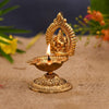 Handmade metal Ganesha idol, ideal for home temple decoration or as a gift. Dimensions: 5.1L x 5.1W x 11.4H cm, 250 grams
