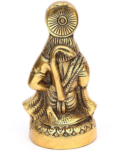 Handcrafted metal Hanuman Ji idol measuring 16.5 cm, symbolizing strength and devotion, ideal for home decor and spiritual altars.