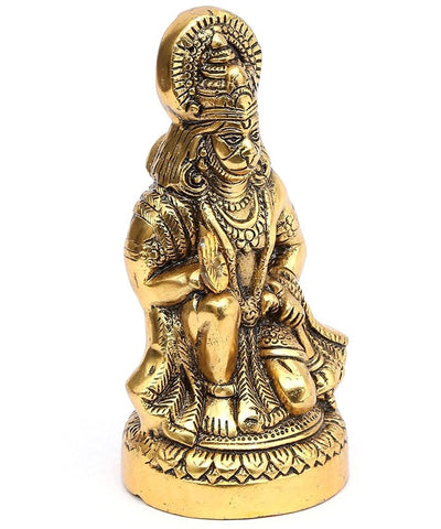 Handcrafted metal Hanuman Ji idol measuring 16.5 cm, symbolizing strength and devotion, ideal for home decor and spiritual altars.