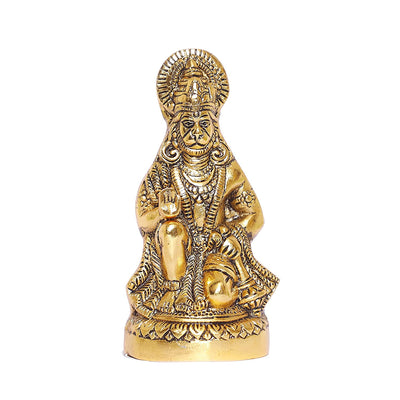 Handcrafted metal Hanuman Ji idol measuring 16.5 cm, symbolizing strength and devotion, ideal for home decor and spiritual altars.