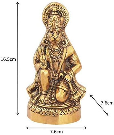 Handcrafted metal Hanuman Ji idol measuring 16.5 cm, symbolizing strength and devotion, ideal for home decor and spiritual altars.