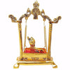 Handcrafted metal Krishna Jhula featuring child Krishna on a swing, measuring 13.5 x 19.5 x 6.5 cm. Ideal for home altar or decor.