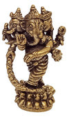 "Handcrafted mini brass Ganesha collectible idol, measuring 1.78 cm x 1.27 cm x 3.05 cm, perfect for altars, decor, and gifting blessings."