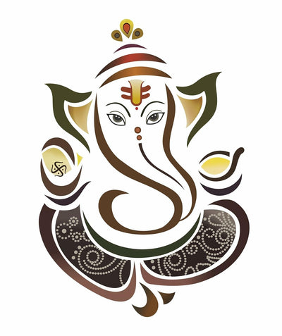 Modern Ganesha wall sticker in vibrant colors, showcasing the Hindu deity with a contemporary design, perfect for home decor.