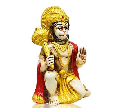 Handcrafted antique grey marble Hanuman idol, measuring 7.5 x 5.5 x 6.5 cm and weighing 140 grams. Ideal for home altar and decor.