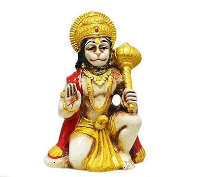 Handcrafted antique grey marble Hanuman idol, measuring 7.5 x 5.5 x 6.5 cm and weighing 140 grams. Ideal for home altar and decor.