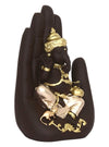 Handcrafted Palm Ganesha idol in polyresin, featuring a unique palm-resting pose, symbolizing wisdom and prosperity, ideal for home decor.