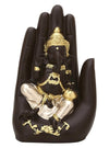 Handcrafted Palm Ganesha idol in polyresin, featuring a unique palm-resting pose, symbolizing wisdom and prosperity, ideal for home decor.