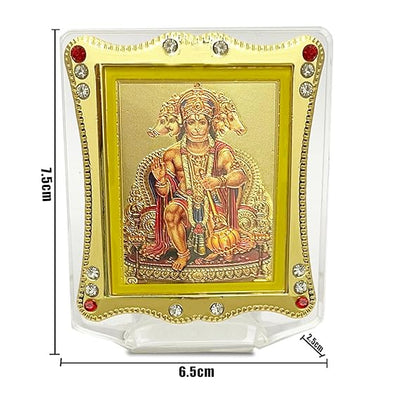"Handmade acrylic statue of Lord Panchmukhi Hanuman, symbolizing strength and protection, suitable for car dashboards or home altars."