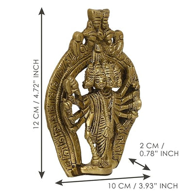 Handmade brass idol of Lord Hanumanji in Panchmukhi form, featuring intricate details, ideal for homes, offices, or puja rooms.