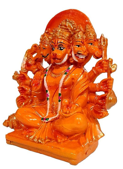 Panchmukhi Hanumanji Resin Idol, showcasing intricate details and five faces of Lord Hanumanji, symbolizing strength and protection.