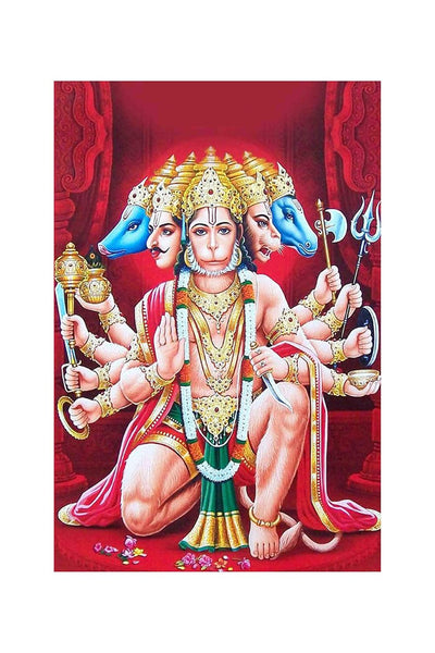 A vibrant Lord Panchmukhi Hanuman Ji wall sticker, showcasing the powerful deity, perfect for enhancing home decor and inspiring positivity.