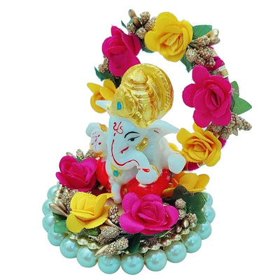 Handcrafted polyresin Ganesha idol, 30.48x27.94x22.86 cm, ideal for home altar or car dashboard. Symbolizes prosperity, wisdom, and good fortune