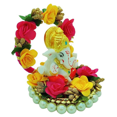Handcrafted polyresin Ganesha idol, 30.48x27.94x22.86 cm, ideal for home altar or car dashboard. Symbolizes prosperity, wisdom, and good fortune