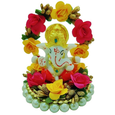 Handcrafted polyresin Ganesha idol, 30.48x27.94x22.86 cm, ideal for home altar or car dashboard. Symbolizes prosperity, wisdom, and good fortune