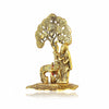 Handcrafted metal statue of Radha and Krishna under a Kadambh tree with a cow and calf, symbolizing divine love and traditional craftsmanship.