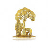 Handcrafted metal statue of Radha and Krishna under a Kadambh tree with a cow and calf, symbolizing divine love and traditional craftsmanship.
