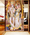 Radha Krishna peel and stick wallpaper featuring the iconic Hindu deities, ideal for adding spirituality and elegance to any living space.