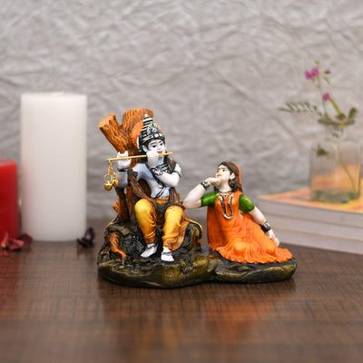 Handcrafted Radha Krishna statue made of high-quality resin, symbolizing eternal love and devotion.